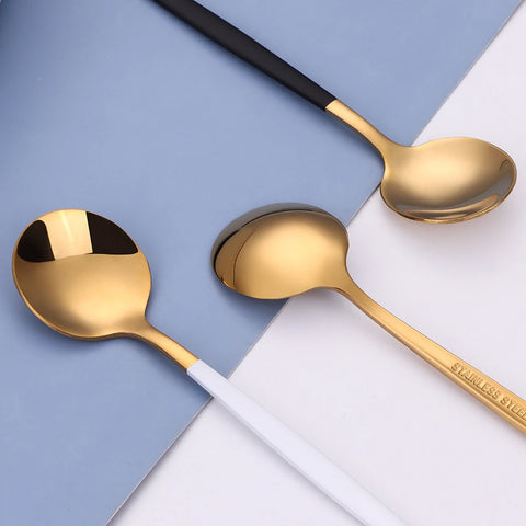 5/6 Pieces Gold Stirring Teaspoons Stainless Steel Mini Coffee Spoon Set Ice Cream Cake Dessert Spoon Mirror Kitchen Utensils
