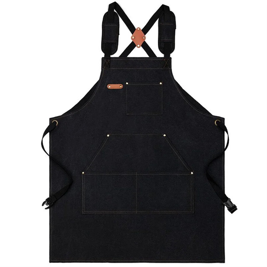 Thickened Cotton Canvas Apron Summer Household Kitchen Waterproof Gardening Work Waist Plain Apron