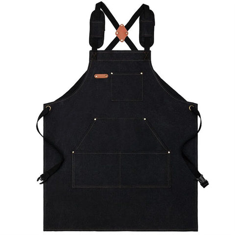 Thickened Cotton Canvas Apron Summer Household Kitchen Waterproof Gardening Work Waist Plain Apron