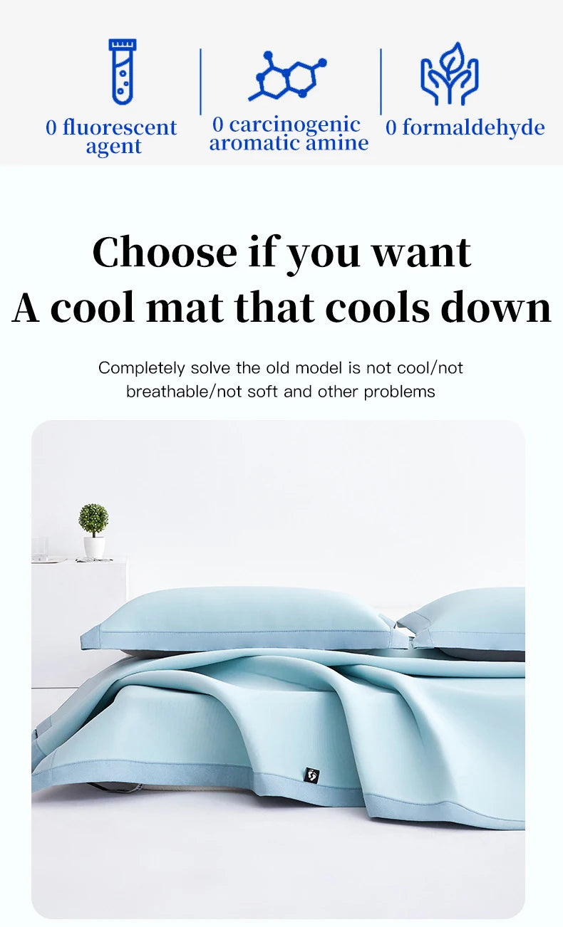 New summer ice silk cool mat bed sheet set, machine washable ice silk cold feeling bed sheet, a mat for sleeping naked in summer