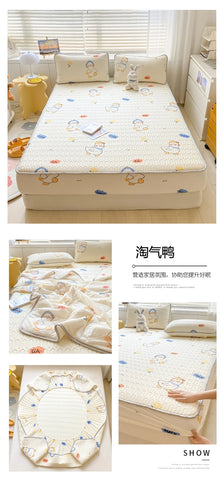 Natural Latex Thicked Summer Cooling Mat for Bed Soft Cool Feeling Fitted Sheet and Pillowcase Matress Cover Grade A Summer Mats