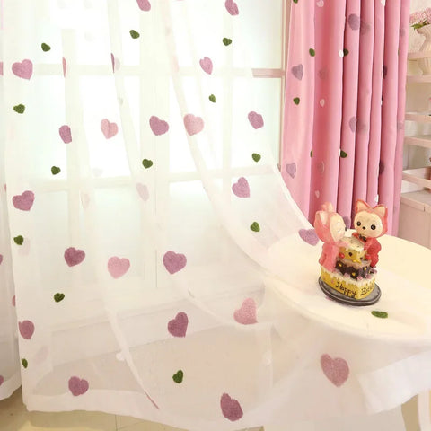 Cartoon Pink Heart Shape Blackout Curtains For Baby Girls Bedroom  Lovely Tulle For Living Room Window Treatment Drapys X-M05#30