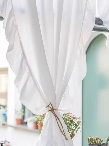White Half-Curtain Mini for Bedroom Kitchen Door Drape Cafe Window Panel Sheer Tulle Curtain 1 Pcs