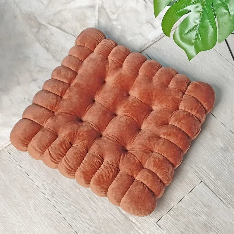 40*40CM Cookie Shaped Meditation Cushion Plush Fluffy Chair Cushion Machine Washable Student Seat Cushion Living Room Decoration
