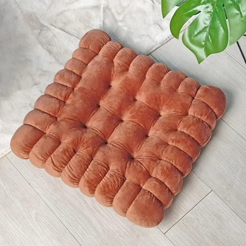 40*40CM Cookie Shaped Meditation Cushion Plush Fluffy Chair Cushion Machine Washable Student Seat Cushion Living Room Decoration