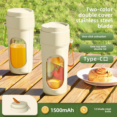 Multifunctional Portable Juicer Cup 2 in 1 Sports High Capacity Fruit and Vegetable Cup Outdoor Juicer Juicer CupFruit Vegetable