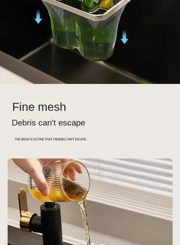 Hanging Net Filter Bag Multi-Purpose Triangle Drainage Rack Drain Basket Kitchen Sink Filter Leftovers Soup Food Drainer