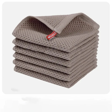 1-6PCS Cotton Towel Soft Absorbent Dishcloth Kitchen Dish Rags Honeycomb Breathable Face Wash Towel Cleaning Cloth Wash Cloth