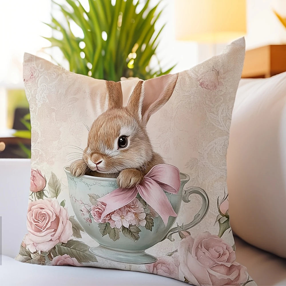Easter flower pillow cover, holiday decoration sofa cushion cover, sofa home decoration, room decoration, office decoration, liv