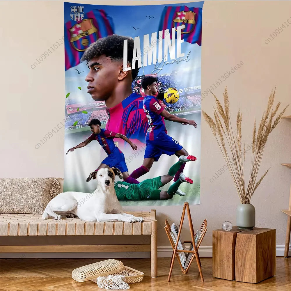 Wall Tapestry Decor L-Lamine Football Star Y-Yamal Anime Tapestry Flags Bedroom Dorm Wall Hanging Background Cloth Festival Gift