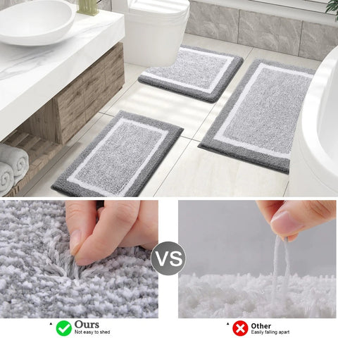 Microfiber Non-Slip Bath Mats for Bathroom Extra Soft Absorbent Bathroom Mats Rugs Machine Washable Quick Dry Floor Mats