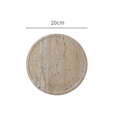 Minimalism Marble Tray for Perfume Candles Jewelry Travertine Stone Vanity Tray for Dresser Countertop Coffee Table Serving