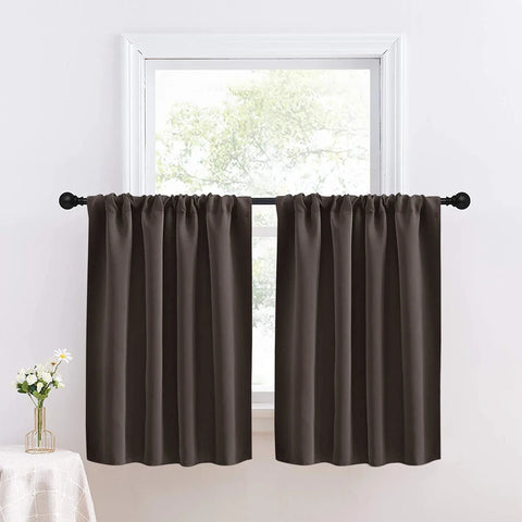 1pc Solid Short Curtain, Small Curtains for Kitchen, Bathroom, High Blackout Curtains for Home Decoration, UV Protection