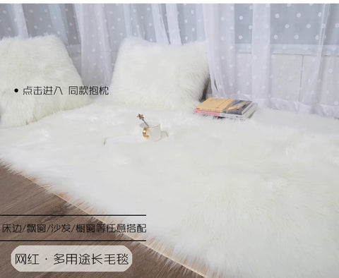 Thick White Carpet Soft Fur for Living Room Plush Rug Bedroom Imitation Wool Fluffy Floor Carpets Window Bedside Home Decor Rugs