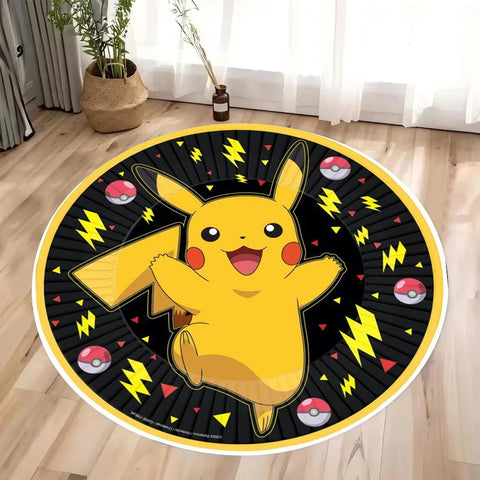 MINISO Pokemon Elves Round Rug for Living Room Sofa Decor Bedside Soft Rug Hanging Basket Nonsilp Mat Game Room Chair Floor Mat