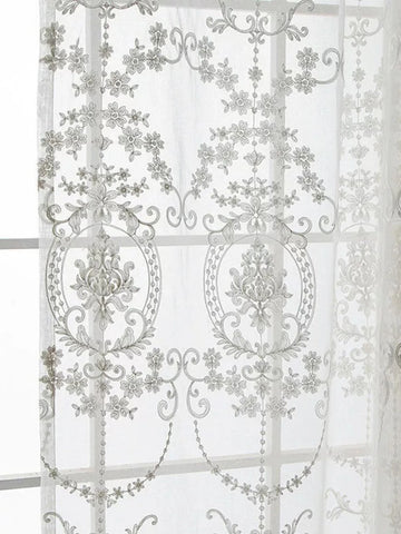 1pc Embroidered White Sheer curtain Polyester Light Filtering Privacy Sheer Curtain for Living room All Season