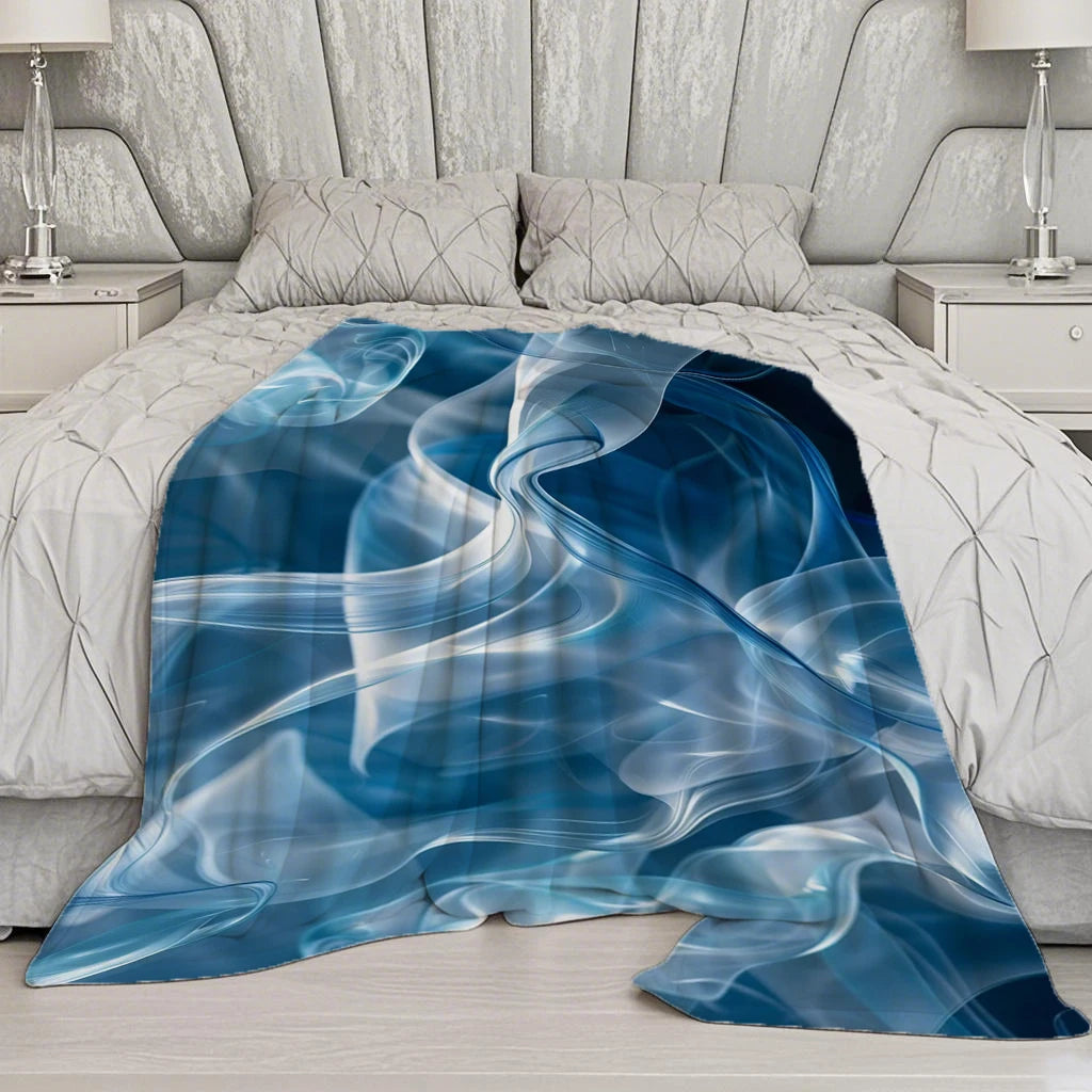 Abstract Blue Blanket Microfiber Flannel Cover Blanket Bedroom Living Room Sofa Soft And Comfortable Home Decoration