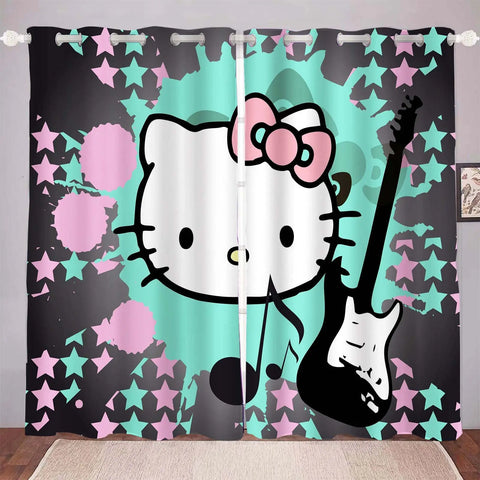 Hello Kitty Cartoon Curtains for Living Room Home Decor Blackout Bedroom Balcony Screen Dustproof Cute Gifts for Children