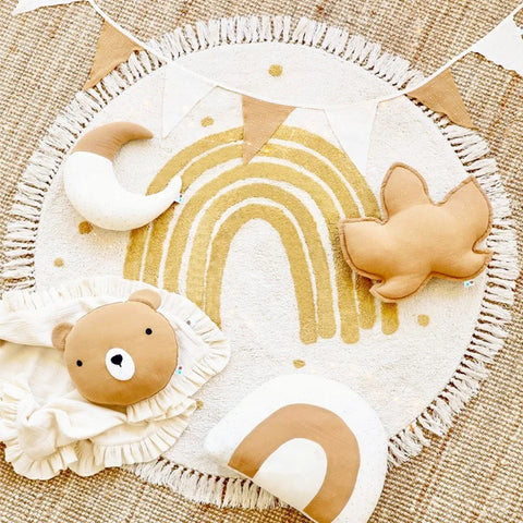 Cute Round Rug Bedroom Tassel Carpet Mat Bedside Kids Room Ddecoration Cartoon Floor Mats Home Soft Machine Washable Area Rugs