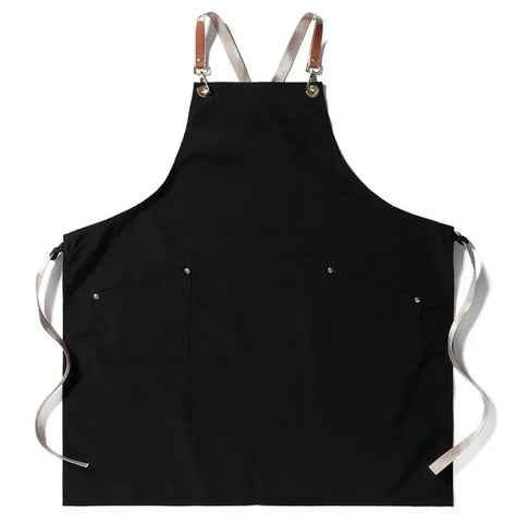 Fashion Unisex Work Apron For Men Canvas Black Apron Bib Adjustable Cooking Kitchen Aprons For Woman With Tool Pockets