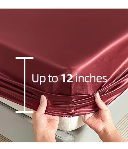 New Imitation Silk Satin Bed Sheet Set with Elastic Band Soft Silky Queen Fitted Sheet Mattress Cover King Size Bedsheet Sets