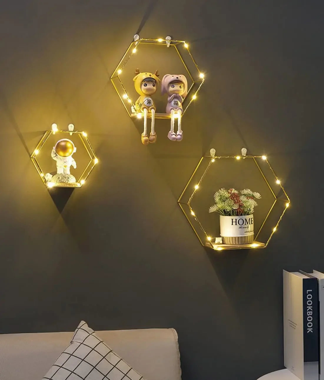 New Creative Dining Room Wall Wrought Iron Wall Hanging Wall Shelves Bedroom Living Room Wall Storage Shelves Home Decoration