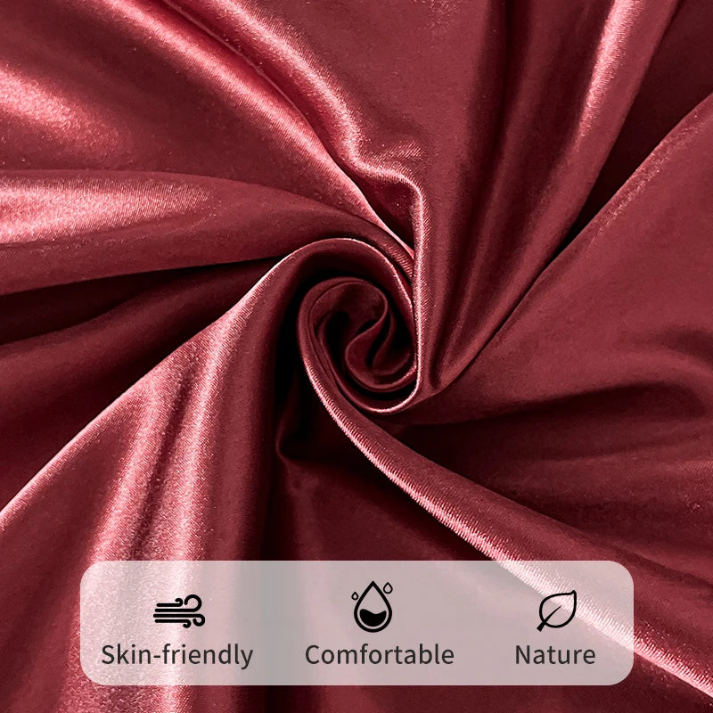 New Imitation Silk Satin Bed Sheet Set with Elastic Band Soft Silky Queen Fitted Sheet Mattress Cover King Size Bedsheet Sets