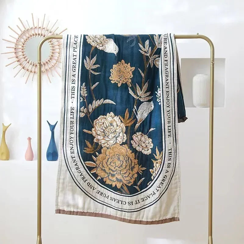 Nordic 21 Styles New Bohemian Floral Printing Adult Soft Absorbent Cotton Gauze Beach Bath Towel Bathroom Accessories 80×160CM