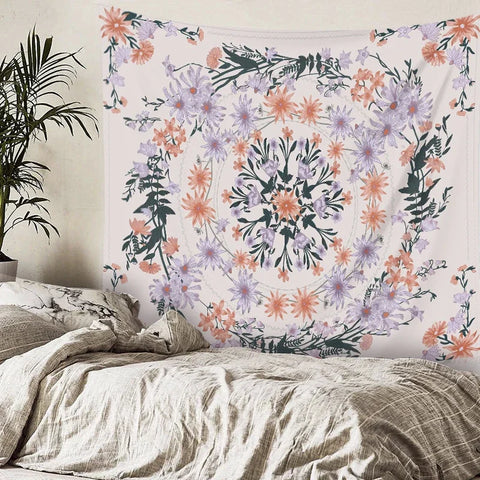 Macrame Wall Decor Tapestry Mandala Flower Psychedelic Bohemian Wall Hanging Home Living Room Dorm Bedroom Decor Aesthetic Tapiz