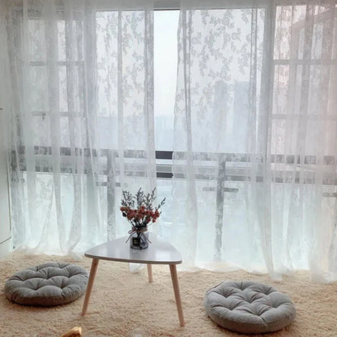 Lace Tulle Window Curtain Aesthetic Lace Curtain French Balcony Screen Curtain Wedding Party Decor Bedroom Livingroom Supplies