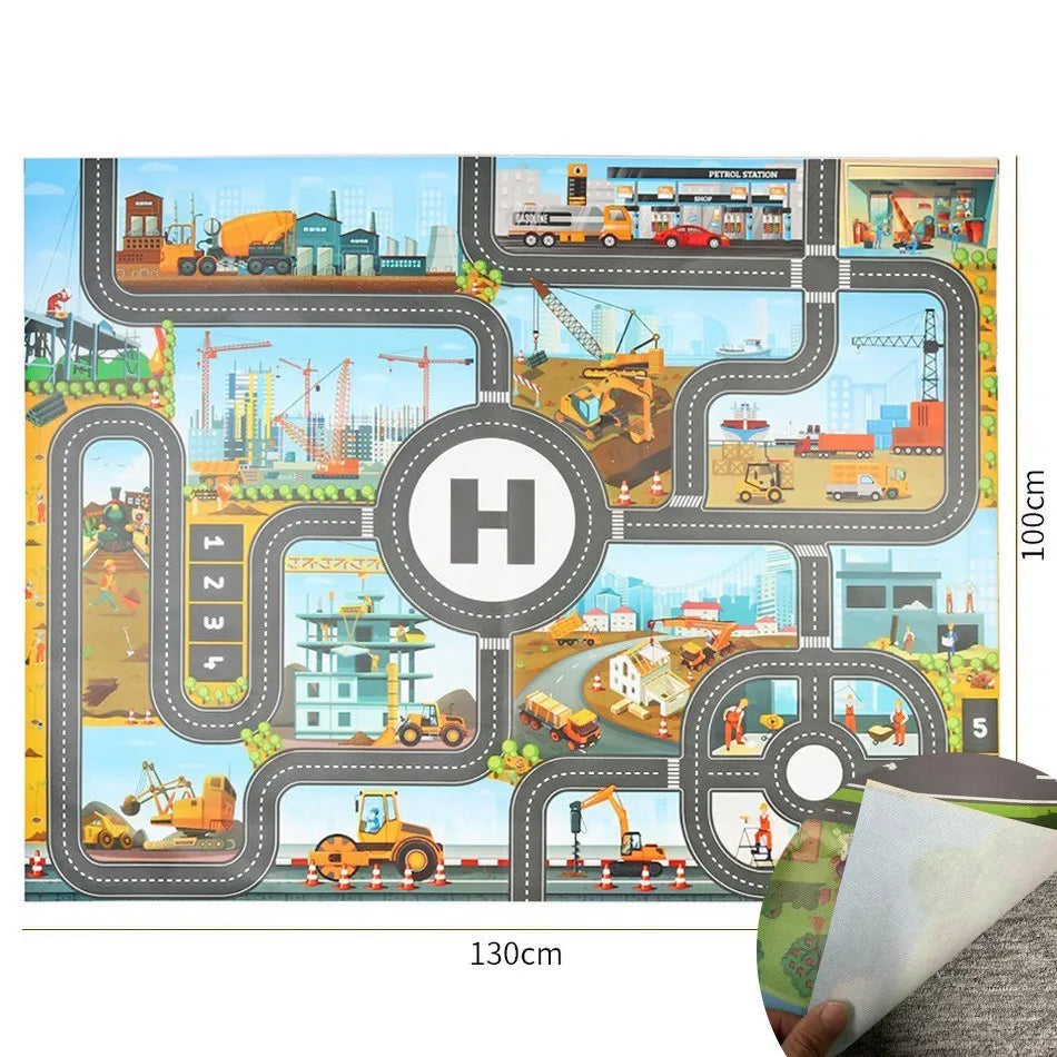 100x130 Kids Playmat Farm Road Portable Map Baby Educational Rugs Toddler Dinosaur Waterproof Play Mat Crawling Non-Toxic Carpet