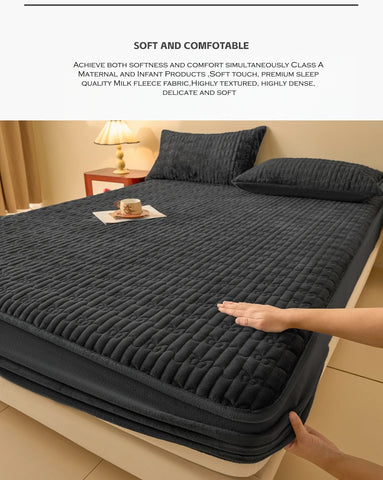WASART Quilted coral fleece mattress protector cover winter warm elastic fitted sheet couple double bed protection pad 180x200