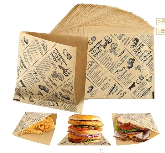 50pcs Sandwich Wrappers, Greaseproof Non-Stick Parchment Paper, Cute Pattern Food Wrapper, Baking Tools, Kitchen Gadgets