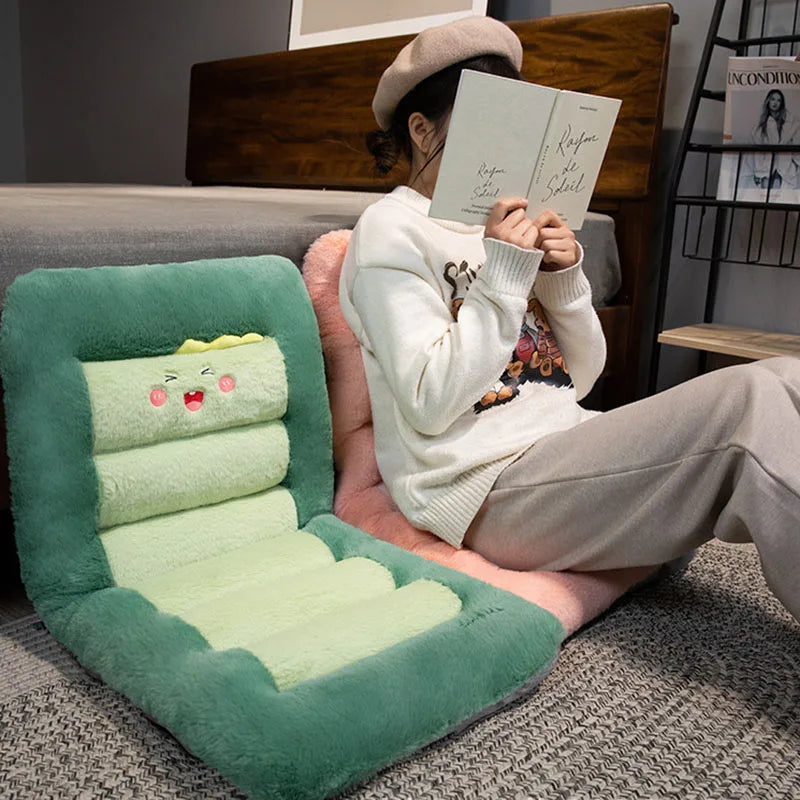 Cartoon Animal Chair Plush Back Cushion Multi-Functional Seat Pad for Lumbar Support Autumn Winter Warm Cushion for Sitting