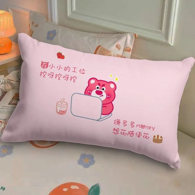 Disney Toy Story Strawberry Bear Pillowcase Cute Cartoon Kids Student Room Sleeping Pillowcase Sand Home Bedroom Room Decoration