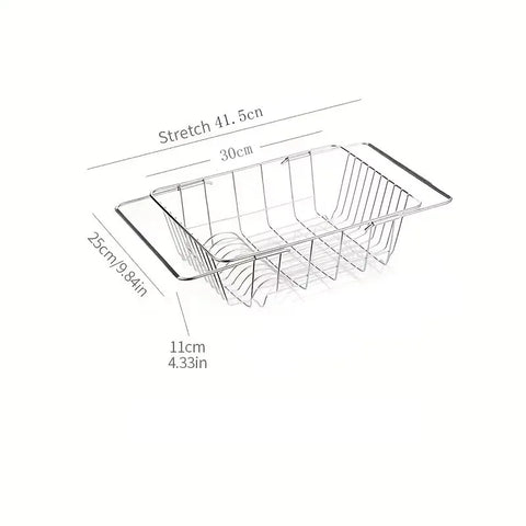 1pc Retractable Sink Drain Rack Sink Dish Drain Rack Expandable  Adjustable Vegetable Fruit Washing Basket Kitchen Accessories
