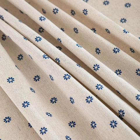 Cotton Linen Table Cloth Round Tablecloth with Tassel Dust-Proof Floret Circular Table Cover for Kitchen Dinning Tabletop Decor