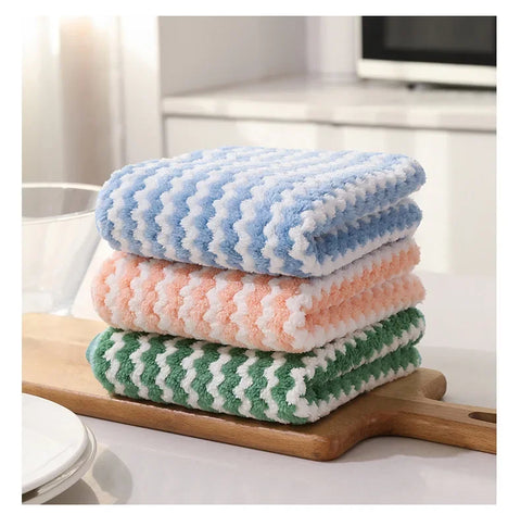 5Pcs Fleece Thickened Dish Cloth Does Not Stick To Oil Clean Kitchen Household Absorbs Water Without Shedding Scouring Pad Rag