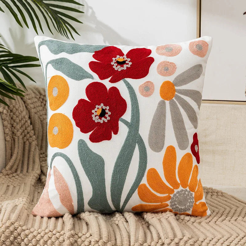 наволочки новог Cushion Cover Daisy Yellow Floral Geometric 45x45/30x50cm Blue Embroidery Soft Cozy Pillow Cover for Living Room