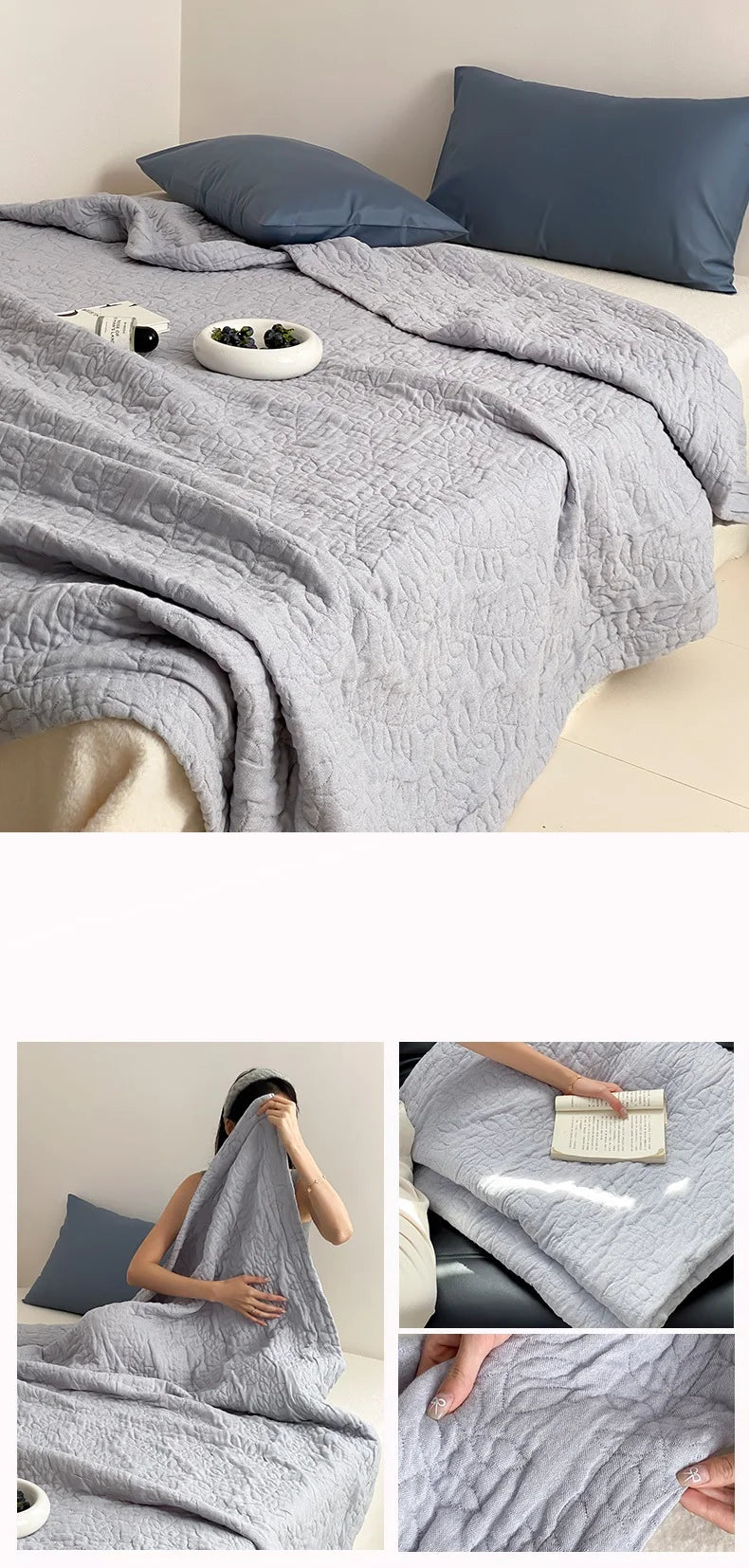 100% Cotton Duvet Quilted Quilts Single/Queen Size Comforter Summer Blanket High Quality Bedspread 여름이불(No Pillowcase)