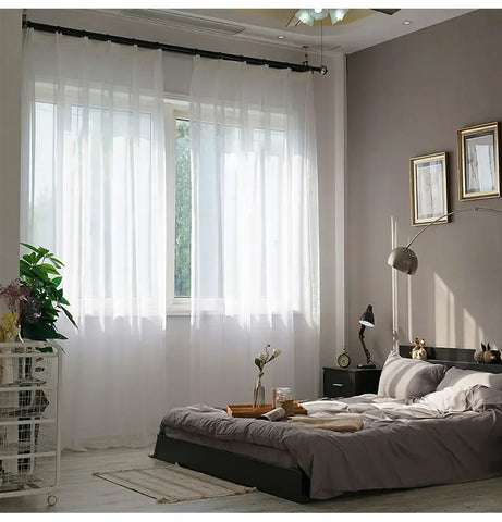 Modern White Solid Tulle Curtains for Living Room Bedroom Balcony Window Screening Sheer Voile Drapes Gauze Treatments Door