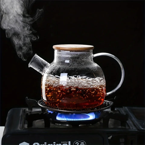 1L/1.8L Large Capacity Glass Teapot High Temperature Resistant Kettle for Steamed Juice Fruit & Iced Tea Home Kitchen Access