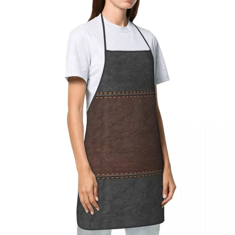 Custom Bib Vintage Black And Brown Stitched Leather Aprons Men Women Adult Chef Kitchen Cooking Medieval Style Tablier Cuisine