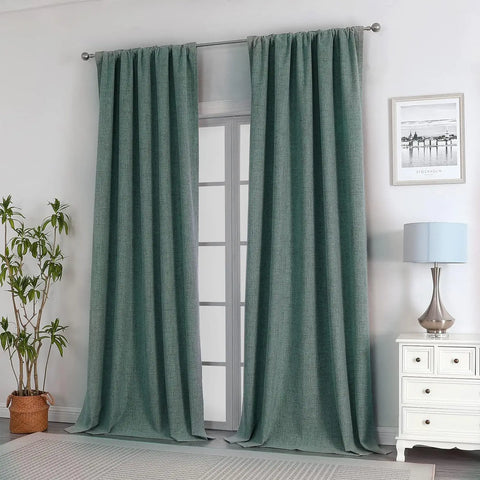 350m Height Solid Color Living Room Curtains 100% Blackout For Faux Linen Bedroom High Ceiling Window Curtain