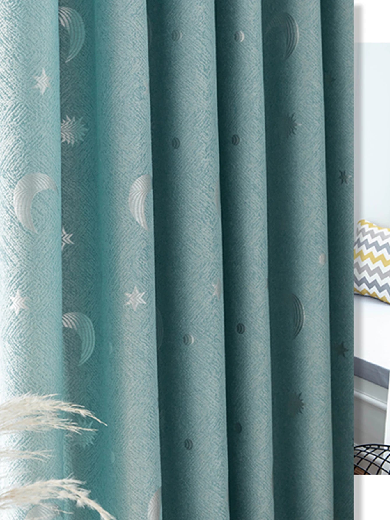 Children's Room Bedroom Star Shading Modern Minimalist Blue Curtains