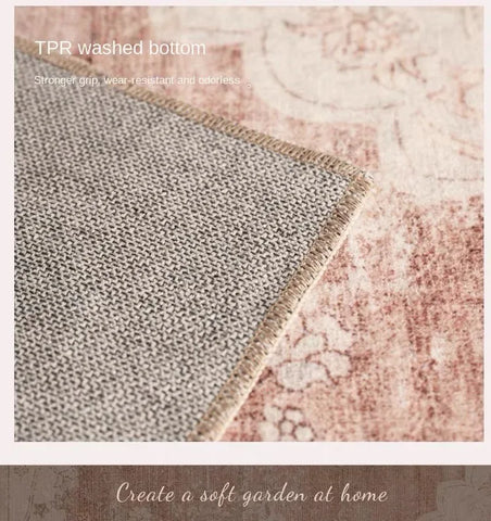 VIKAMA Bohemian Faux Wool Rug - Ultra-Thin, Stain-Resistant,Non-Slip Carpet for Study Room & Living Room,Soft Floor Mat Home Dec