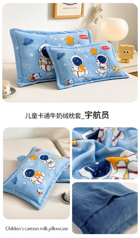 Kids Thick Warm Winter Pillowcase ,Velvet Flannel Skin-Friendly Pillowshams,Fluffy Fabric Pillow Covers Super Soft Home Textiles
