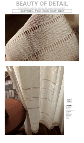 Modern white hollow striped curtain yarn for living room curtains balcony bay window bedroom gauze blinds curtain Custom size