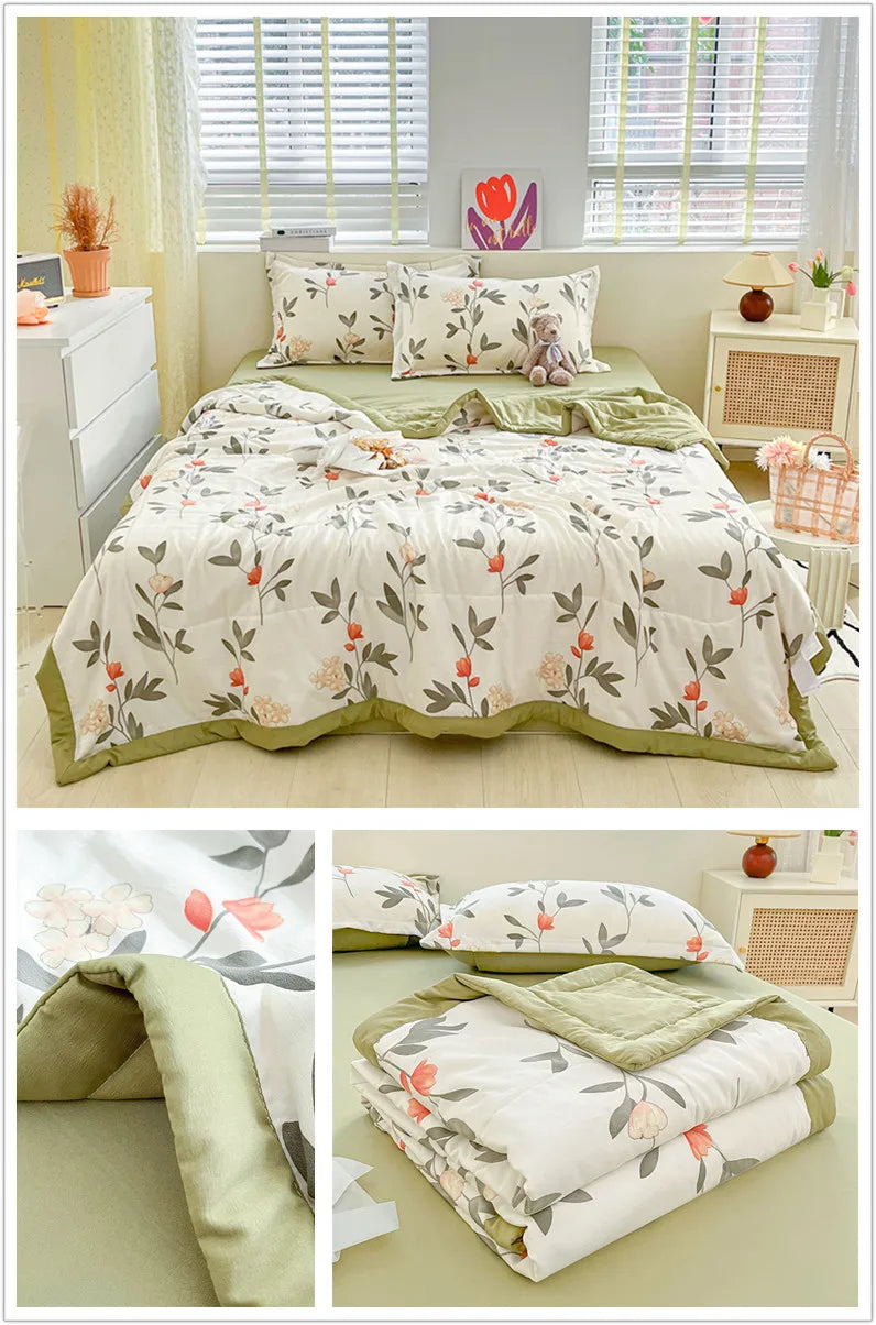 Printed Thin Duvet Skin-friendly Comforter 100x150cm for Kids Quilt Soft Bedspread Summer Blanket edredones (No Pillowcase)