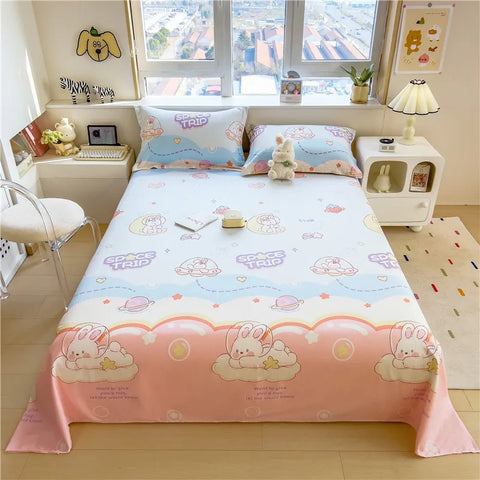 1pc Pure Cotton Bedsheet Floral Style Flat Sheet Single Sheets for Kids Adults Room Bed Linen sabana para cama (No Pillowcase)